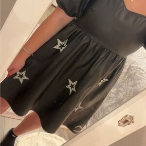 Main Strip Black Dress with Star Accents